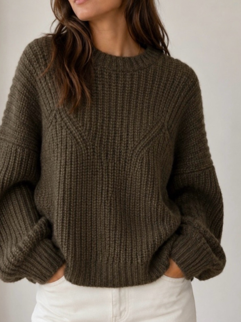 Ulla Johnson Olive Ribbed Crewneck Sweater
